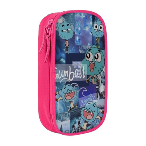 SdetYuia Federmäppchen aus Segeltuch mit niedlichem Muster, mit Reißverschluss, Motiv: The Amazing Anime World of Gumball-Muster, Stiftebox, Make-up-Tasche, Kawaii-Cartoon-Schreibwaren-Tasche für von SdetYuia