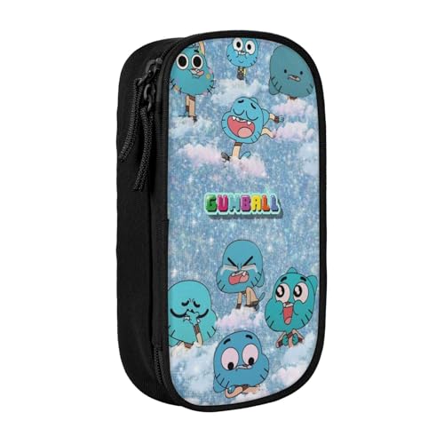 SdetYuia Federmäppchen aus Segeltuch mit niedlichem Muster, mit Reißverschluss, Motiv: The Amazing Anime World of Gumball-Muster, Stiftebox, Make-up-Tasche, Kawaii-Cartoon-Schreibwaren-Tasche für von SdetYuia