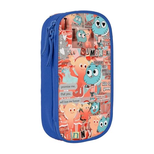 SdetYuia Federmäppchen aus Segeltuch mit niedlichem Muster, mit Reißverschluss, Motiv: The Amazing Anime World of Gumball-Muster, Stiftebox, Make-up-Tasche, Kawaii-Cartoon-Schreibwaren-Tasche für von SdetYuia