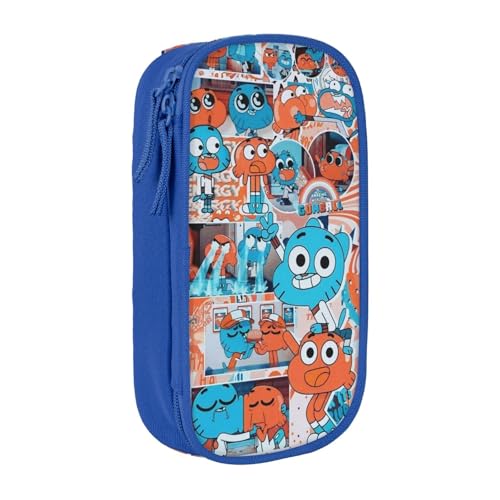 SdetYuia Federmäppchen aus Segeltuch mit niedlichem Muster, mit Reißverschluss, Motiv: The Amazing Anime World of Gumball-Muster, Stiftebox, Make-up-Tasche, Kawaii-Cartoon-Schreibwaren-Tasche für von SdetYuia
