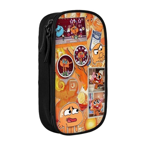 SdetYuia Federmäppchen aus Segeltuch mit niedlichem Muster, mit Reißverschluss, Motiv: The Amazing Anime World of Gumball-Muster, Stiftebox, Make-up-Tasche, Kawaii-Cartoon-Schreibwaren-Tasche für von SdetYuia