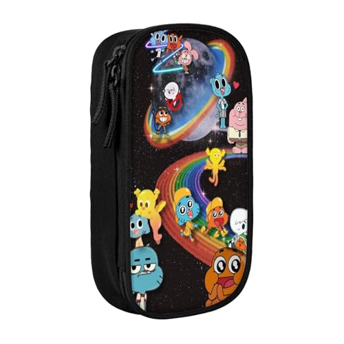 SdetYuia Federmäppchen aus Segeltuch mit niedlichem Muster, mit Reißverschluss, Motiv: The Amazing Anime World of Gumball-Muster, Stiftebox, Make-up-Tasche, Kawaii-Cartoon-Schreibwaren-Tasche für von SdetYuia