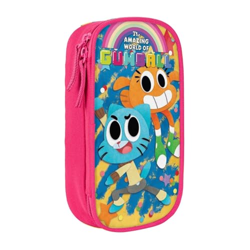 SdetYuia Federmäppchen aus Segeltuch mit niedlichem Muster, mit Reißverschluss, Motiv: The Amazing Anime World of Gumball-Muster, Stiftebox, Make-up-Tasche, Kawaii-Cartoon-Schreibwaren-Tasche für von SdetYuia