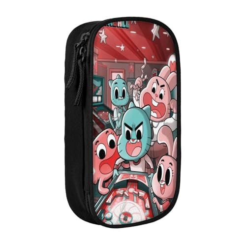 SdetYuia Federmäppchen aus Segeltuch mit niedlichem Muster, mit Reißverschluss, Motiv: The Amazing Anime World of Gumball-Muster, Stiftebox, Make-up-Tasche, Kawaii-Cartoon-Schreibwaren-Tasche für von SdetYuia