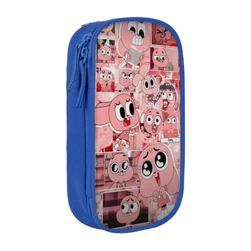 SdetYuia Federmäppchen aus Segeltuch mit niedlichem Muster, mit Reißverschluss, Motiv: The Amazing Anime World of Gumball-Muster, Stiftebox, Make-up-Tasche, Kawaii-Cartoon-Schreibwaren-Tasche für von SdetYuia