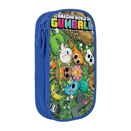 SdetYuia Federmäppchen aus Segeltuch mit niedlichem Muster, mit Reißverschluss, Motiv: The Amazing Anime World of Gumball-Muster, Stiftebox, Make-up-Tasche, Kawaii-Cartoon-Schreibwaren-Tasche für von SdetYuia