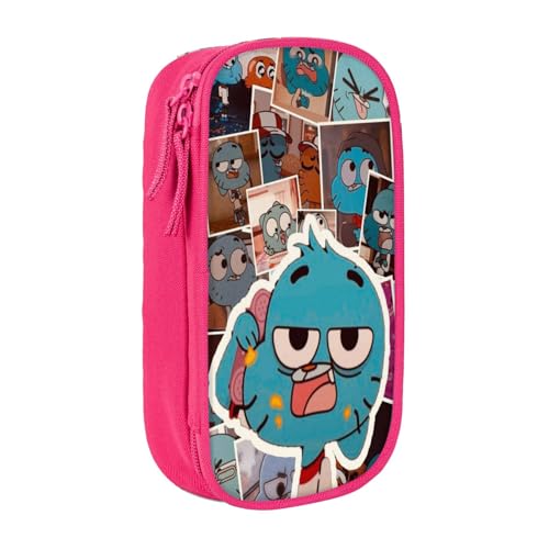 SdetYuia Federmäppchen aus Segeltuch mit niedlichem Muster, mit Reißverschluss, Motiv: The Amazing Anime World of Gumball-Muster, Stiftebox, Make-up-Tasche, Kawaii-Cartoon-Schreibwaren-Tasche für von SdetYuia