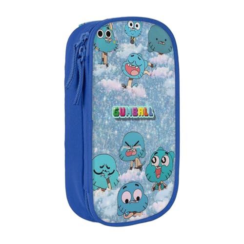 SdetYuia Federmäppchen aus Segeltuch mit niedlichem Muster, mit Reißverschluss, Motiv: The Amazing Anime World of Gumball-Muster, Stiftebox, Make-up-Tasche, Kawaii-Cartoon-Schreibwaren-Tasche für von SdetYuia