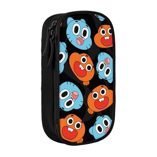 SdetYuia Federmäppchen aus Segeltuch mit niedlichem Muster, mit Reißverschluss, Motiv: The Amazing Anime World of Gumball-Muster, Stiftebox, Make-up-Tasche, Kawaii-Cartoon-Schreibwaren-Tasche für von SdetYuia