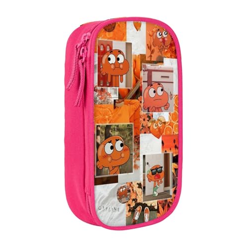 SdetYuia Federmäppchen aus Segeltuch mit niedlichem Muster, mit Reißverschluss, Motiv: The Amazing Anime World of Gumball-Muster, Stiftebox, Make-up-Tasche, Kawaii-Cartoon-Schreibwaren-Tasche für von SdetYuia