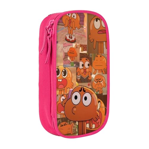 SdetYuia Federmäppchen aus Segeltuch mit niedlichem Muster, mit Reißverschluss, Motiv: The Amazing Anime World of Gumball-Muster, Stiftebox, Make-up-Tasche, Kawaii-Cartoon-Schreibwaren-Tasche für von SdetYuia