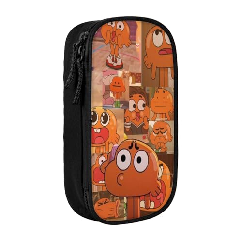 SdetYuia Federmäppchen aus Segeltuch mit niedlichem Muster, mit Reißverschluss, Motiv: The Amazing Anime World of Gumball-Muster, Stiftebox, Make-up-Tasche, Kawaii-Cartoon-Schreibwaren-Tasche für von SdetYuia