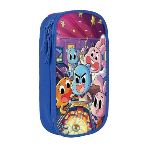 SdetYuia Federmäppchen aus Segeltuch mit niedlichem Muster, mit Reißverschluss, Motiv: The Amazing Anime World of Gumball-Muster, Stiftebox, Make-up-Tasche, Kawaii-Cartoon-Schreibwaren-Tasche für von SdetYuia
