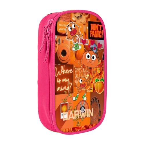 SdetYuia Federmäppchen aus Segeltuch mit niedlichem Muster, mit Reißverschluss, Motiv: The Amazing Anime World of Gumball-Muster, Stiftebox, Make-up-Tasche, Kawaii-Cartoon-Schreibwaren-Tasche für von SdetYuia