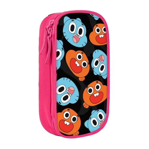 SdetYuia Federmäppchen aus Segeltuch mit niedlichem Muster, mit Reißverschluss, Motiv: The Amazing Anime World of Gumball-Muster, Stiftebox, Make-up-Tasche, Kawaii-Cartoon-Schreibwaren-Tasche für von SdetYuia