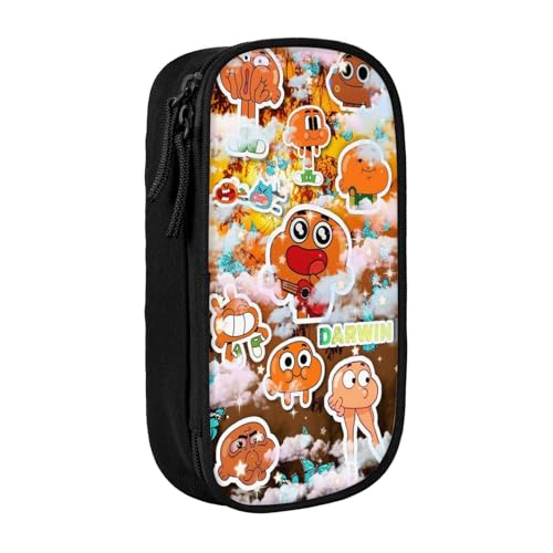 SdetYuia Federmäppchen aus Segeltuch mit niedlichem Muster, mit Reißverschluss, Motiv: The Amazing Anime World of Gumball-Muster, Stiftebox, Make-up-Tasche, Kawaii-Cartoon-Schreibwaren-Tasche für von SdetYuia