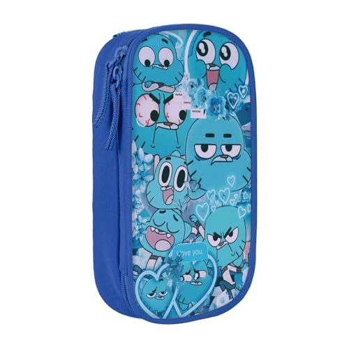 SdetYuia Federmäppchen aus Segeltuch mit niedlichem Muster, mit Reißverschluss, Motiv: The Amazing Anime World of Gumball-Muster, Stiftebox, Make-up-Tasche, Kawaii-Cartoon-Schreibwaren-Tasche für von SdetYuia
