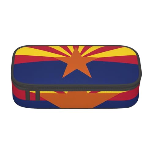 SdetYuia Federmäppchen mit Arizona-Flaggen-Druck, großes Fassungsvermögen, Stifttasche für Erwachsene, Kosmetiktasche, Schwarz , 8.3"x3.7"x2", Federmäppchen von SdetYuia