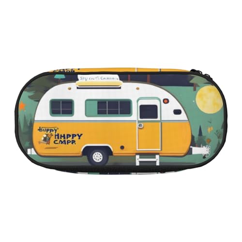 SdetYuia Federmäppchen mit Aufdruck "Happy Bus Camper", kleines Federmäppchen, Mehrzweck-Federmäppchen, Organizer, tragbare Federmäppchen, mehrfarbig, 8.3"x3.7"x2", Federmäppchen von SdetYuia
