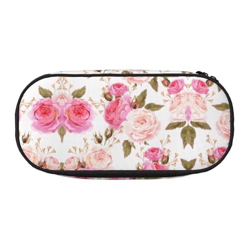 SdetYuia Federmäppchen mit Blumenmuster, rosa Druck, kleines Federmäppchen, Mehrzweck-Federmäppchen, Organizer, tragbare Federmäppchen, mehrfarbig, 8.3"x3.7"x2", Federmäppchen von SdetYuia