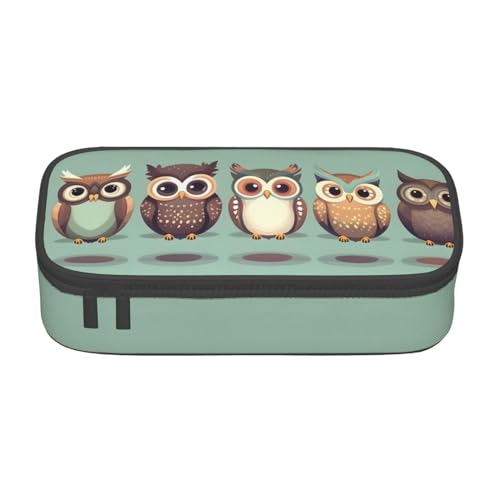 SdetYuia Federmäppchen mit Cartoon-Eulen-Motiv, großes Fassungsvermögen, Stifttasche für Erwachsene, Kosmetiktasche, Schwarz , 8.3"x3.7"x2", Federmäppchen von SdetYuia