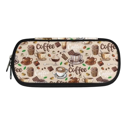 SdetYuia Federmäppchen mit Dackel, niedliches Federmäppchen für Damen und Mädchen, Make-up-Tasche mit Reißverschluss und Polyester-Stoff-Stifttaschen, coffee, 8.3"x3.7"x2", Federmäppchen von SdetYuia