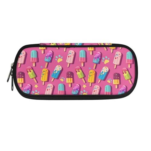 SdetYuia Federmäppchen mit Dackel, niedliches Federmäppchen für Damen und Mädchen, Make-up-Tasche mit Reißverschluss und Polyester-Stoff-Stifttaschen, ice cream, 8.3"x3.7"x2", Federmäppchen von SdetYuia
