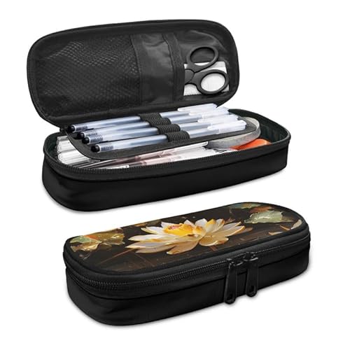SdetYuia Federmäppchen mit Dahlien-Motiv, großes Fassungsvermögen, böhmische Dahlie, kleine Werkzeugtasche für Schule und Büro, Damast-Blumen, Reißverschluss, Bleistiftbeutel, Lebendige Lotusblume, von SdetYuia