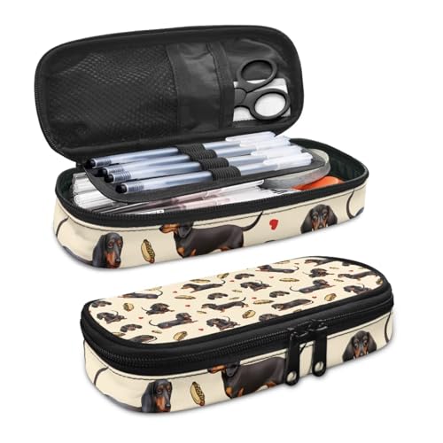 SdetYuia Federmäppchen mit Dinosaurier-Motiv, Schulbedarf, Federmäppchen, Bürobedarf, organisiertes Federmäppchen, ästhetisches Federmäppchen, Hot Dog, 8.8"x1.7"x4.1", Schulranzen-Set von SdetYuia