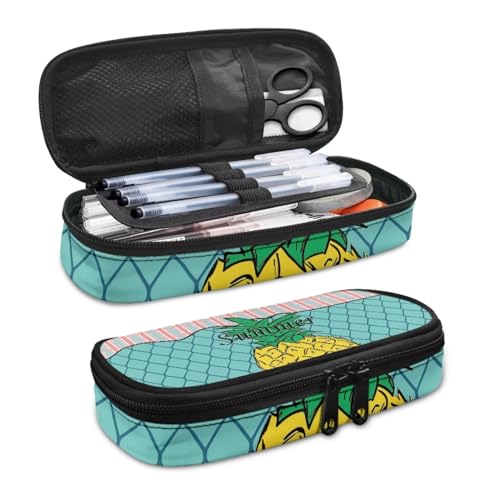 SdetYuia Federmäppchen mit Dinosaurier-Motiv, Schulbedarf, Federmäppchen, Bürobedarf, organisiertes Federmäppchen, ästhetisches Federmäppchen, Sommer Ananas, 8.8"x1.7"x4.1", Schulranzen-Set von SdetYuia