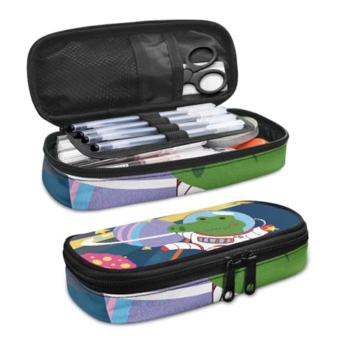 SdetYuia Federmäppchen mit Dinosaurier-Motiv, Schulbedarf, Federmäppchen, Bürobedarf, organisiertes Federmäppchen, ästhetisches Federmäppchen, Weltraum-Dinosaurier, 8.8"x1.7"x4.1", Schulranzen-Set von SdetYuia