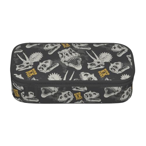 SdetYuia Federmäppchen mit Dinosaurier-Totenkopf-Design, Aufbewahrungstasche für kleine Gegenstände, Stifthalter, Schreibwaren-Tasche, Schule, Büro, Reisen, tägliche Aufbewahrung, mehrfarbig, von SdetYuia