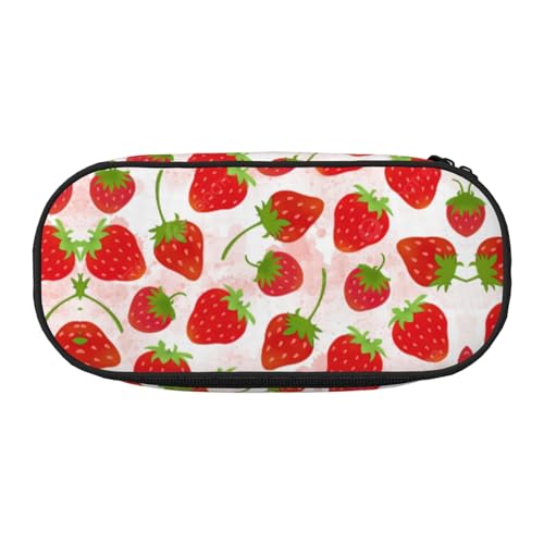 SdetYuia Federmäppchen mit Erdbeer-Druck, kleines Federmäppchen, Mehrzweck-Federmäppchen, Organizer, tragbare Federmäppchen, mehrfarbig, 8.3"x3.7"x2", Federmäppchen von SdetYuia