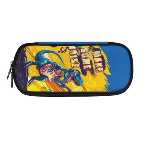 SdetYuia Federmäppchen mit Faultier-Blumenmuster, für Jungen, Mädchen, Kinder, Studenten, großes Federmäppchen für Schulbedarf, einfacher Schreibwaren-Organizer, Dinosaurier-Musik, 8.8"x1.7"x4.1", von SdetYuia