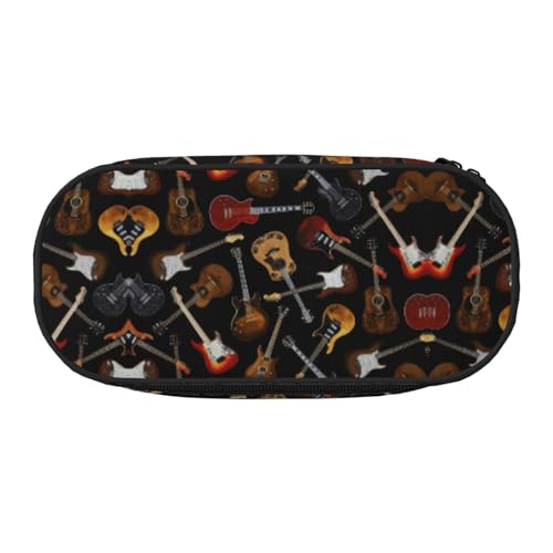 SdetYuia Federmäppchen mit Gitarren-Aufdruck, kleines Federmäppchen, Mehrzweck-Federmäppchen, Organizer, tragbare Federmäppchen, mehrfarbig, 8.3"x3.7"x2", Federmäppchen von SdetYuia