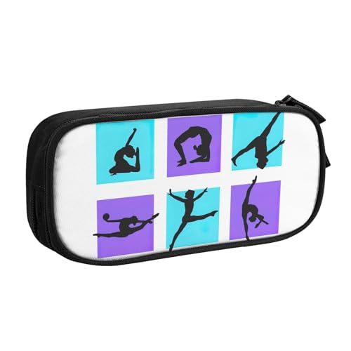 SdetYuia Federmäppchen mit Gymnastik-Spieldruck, Stiftebox, Schreibwaren, Make-up-Tasche, Schreibtisch-Organizer für College, Erwachsene, Damen, Herren, Schwarz , 8.3"x3.7"x2", Federmäppchen von SdetYuia