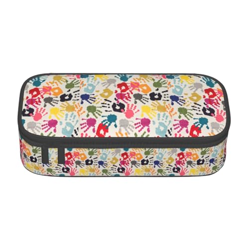 SdetYuia Federmäppchen mit Handaufdruck, großes Fassungsvermögen, Stifttasche für Erwachsene, Kosmetiktasche, Schwarz , 8.3"x3.7"x2", Federmäppchen von SdetYuia