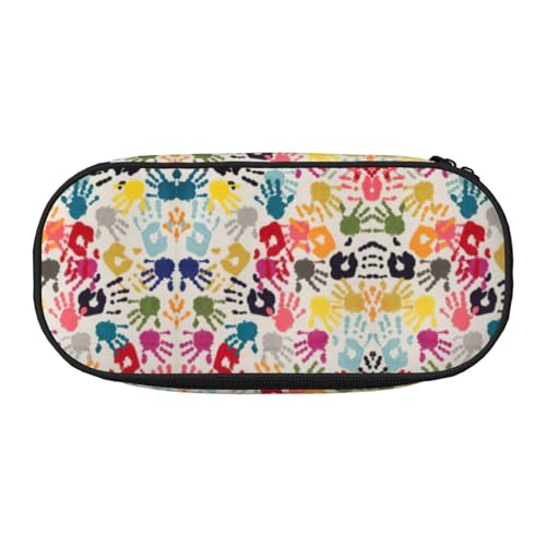 SdetYuia Federmäppchen mit Handdruck, kleines Federmäppchen, Mehrzweck-Federmäppchen, Organizer, tragbare Federmäppchen, mehrfarbig, 8.3"x3.7"x2", Federmäppchen von SdetYuia