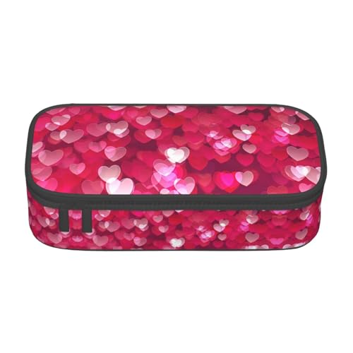 SdetYuia Federmäppchen mit Herz-Aufdruck, großes Fassungsvermögen, Stifteetui für Erwachsene, Kosmetiktasche, Schwarz , 8.3"x3.7"x2", Federmäppchen von SdetYuia