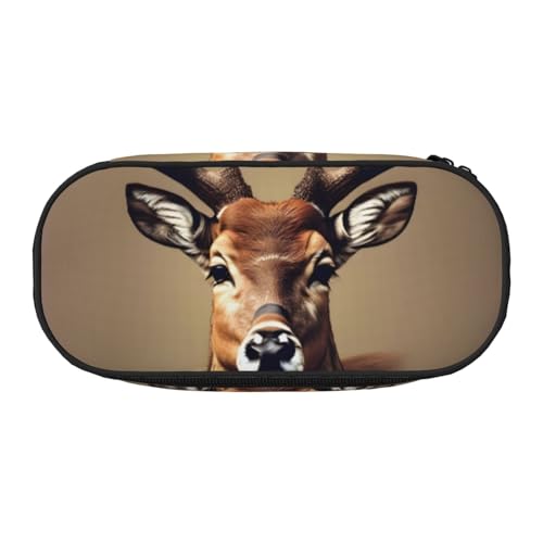 SdetYuia Federmäppchen mit Hirschkopf-Druck, kleines Federmäppchen, Mehrzweck-Federmäppchen, Organizer, tragbare Federmäppchen, mehrfarbig, 8.3"x3.7"x2", Federmäppchen von SdetYuia