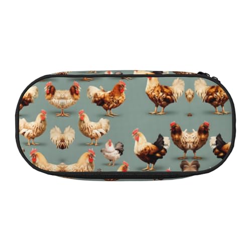 SdetYuia Federmäppchen mit Hühner-Aufdruck, kleines Federmäppchen, Mehrzweck-Federmäppchen, Organizer, tragbare Federmäppchen, mehrfarbig, 8.3"x3.7"x2", Federmäppchen von SdetYuia