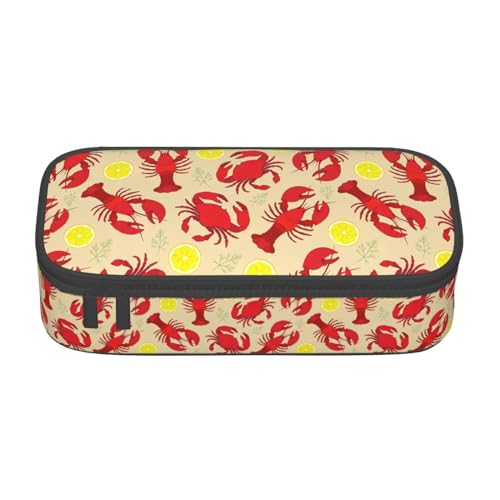 SdetYuia Federmäppchen mit Hummer- und Krabbenmuster, großes Fassungsvermögen, Stifttasche für Erwachsene, Kosmetiktasche, Schwarz , 8.3"x3.7"x2", Federmäppchen von SdetYuia