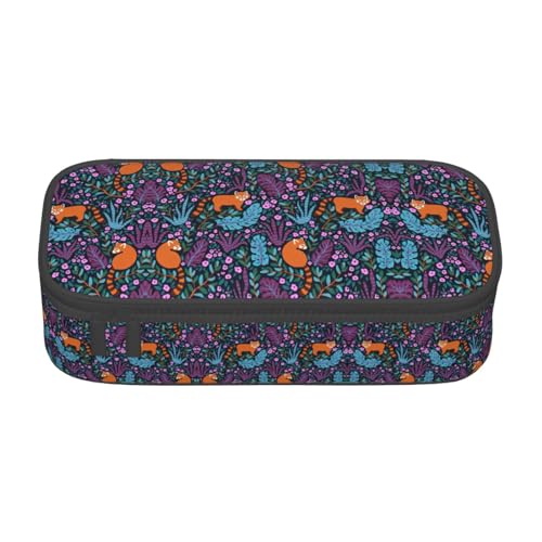 SdetYuia Federmäppchen mit Katzendruck, großes Fassungsvermögen, Stifttasche für Erwachsene, Kosmetiktasche, Schwarz , 8.3"x3.7"x2", Federmäppchen von SdetYuia