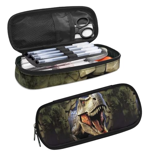 SdetYuia Federmäppchen mit Katzentigermotiv, kleine Federtasche für Mädchen, Reißverschlussfächer, Stifthalter, Stiftebox, Schreibwaren, Aufbewahrungstaschen, Schule, Bürobedarf, Dinosaurier, von SdetYuia