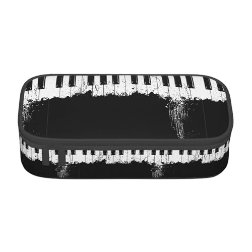 SdetYuia Federmäppchen mit Klavierdruck, großes Fassungsvermögen, Stifttasche für Zwischenschicht, Kosmetiktasche für Erwachsene, Schwarz , 8.3"x3.7"x2", Federmäppchen von SdetYuia