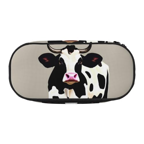 SdetYuia Federmäppchen mit Kuh-Motiv, kleines Federmäppchen, Mehrzweck-Federmäppchen, Organizer, tragbare Federmäppchen, Schwarz, mehrfarbig, 8.3"x3.7"x2", Federmäppchen von SdetYuia