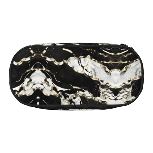SdetYuia Federmäppchen mit Marmor-Texturdruck, kleines Federmäppchen, Mehrzweck-Federmäppchen, Organizer, tragbare Federmäppchen, Schwarz und Weiß, mehrfarbig, 8.3"x3.7"x2", Federmäppchen von SdetYuia
