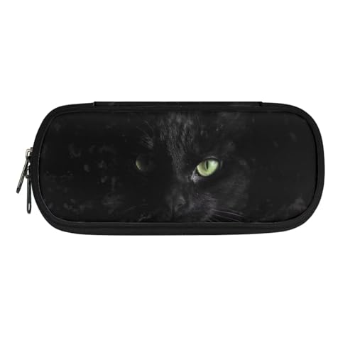 SdetYuia Federmäppchen mit Mops-Motiv und Sonnenblumen-Muster, ästhetisches Stifteetui, Kosmetiktasche, Make-up-Tasche, Schreibwaren-Organizer, Stiftebox mit Reißverschluss, Grünäugige Katze, von SdetYuia