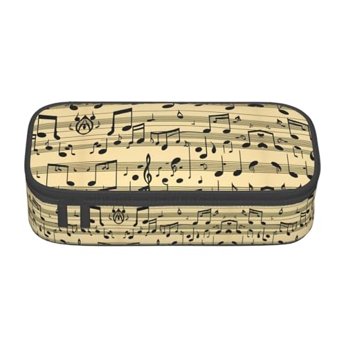 SdetYuia Federmäppchen mit Musiknoten-Aufdruck, großes Fassungsvermögen, Stifteetui für Erwachsene, Kosmetiktasche, Schwarz , 8.3"x3.7"x2", Federmäppchen von SdetYuia