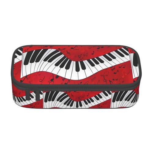 SdetYuia Federmäppchen mit Musiknoten-Klavierdruck, großes Fassungsvermögen, Stifteetui für Erwachsene, Kosmetiktasche, Schwarz , 8.3"x3.7"x2", Federmäppchen von SdetYuia